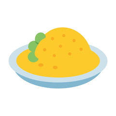 Abstract illustration of yellow puree with green decoration