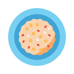 Flat illustration of breakfast porridge on a light blue plate