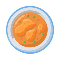 Delicious soup bowl with meat and vegetable illustration