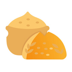 Stylized wheat stack and cheese slice on white background
