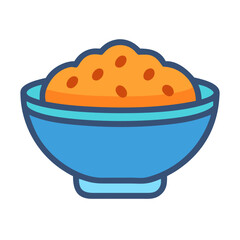 Stylized bowl of orange rice on a white background