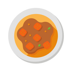 Flat design illustration of vegetable curry dish overhead shot
