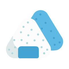Two stylized onigiri rice balls flat design illustration