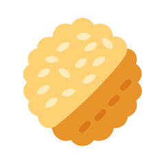 Sesame cracker illustration on white background in flat style