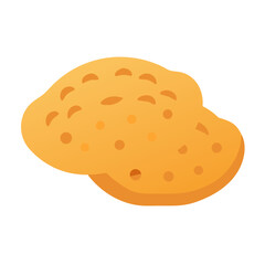 Illustration of golden potato cake isolated on white background