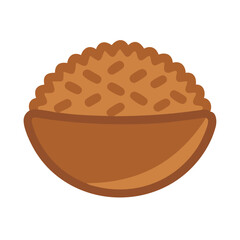 Aromatic brown rice bowl isolated on white background