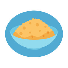 Flat Illustration of food in bowl on blue background