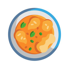 Flat illustration of a bowl of chicken curry dish