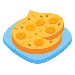Abstract illustration of two pancake stack on a blue plate