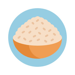 Bowl of rice illustration centered against pastel blue background