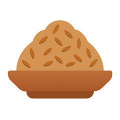 Stylized bowl of rice grains on a white background