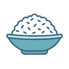 Stylized bowl of white rice isolated on white background