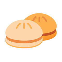 Two delicious bao buns isolated on a white background