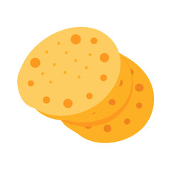 Stylized yellow pancakes stacked on each other over black