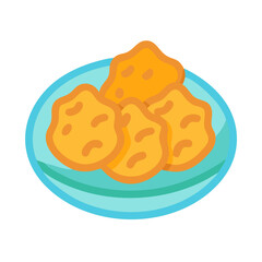 Chicken nuggets on a blue plate icon illustration