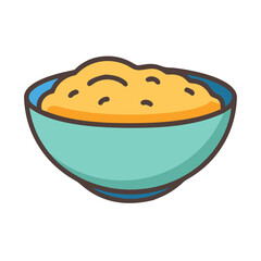Stylized vector illustration of bowl filled with mashed potatoes