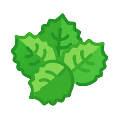 Stylized green leaf cluster on white background illustration