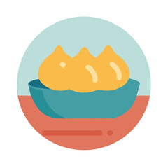Vector illustration of dumplings in a bowl on table