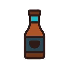 Stylized Beer Bottle Illustration on a white background
