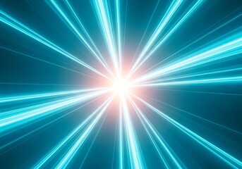 Fototapeta premium Dynamic radiating light beams on a modern teal background, abstract art