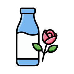 Milk bottle and a rose vector on white background