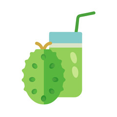 Refreshing soursop juice with fresh fruit flat illustration
