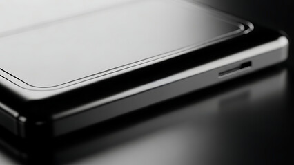 Close-up of sleek smartphone showing polished design and rounded edges, emphasizing modern technology and seamless interaction,