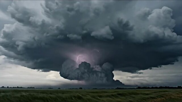 Lightning Storm Cloud Over Field