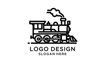 Vintage Steam Locomotive Logo Design Illustration. © Ramon