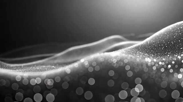 Digital wave particles flowing in black and white background