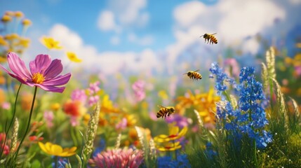Obraz premium Colorful wildflowers in a meadow