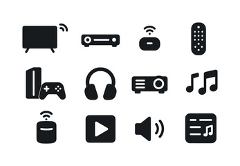 Smart Entertainment Icons. Smart entertainment. Solid icon set o