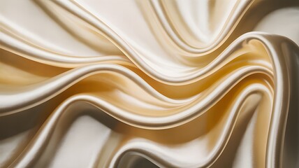 Obraz premium Flowing champagne gold silk fabric texture draped