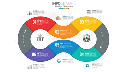 Modern Infographic Timeline Design Template with 6 Steps for Business Presentation