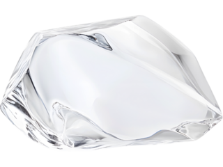 A sculpted clear glass shape with uneven edges and high transparency, perfect for abstract, luxury, or modern visual compositions.