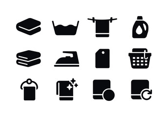 Towel Care Icons. Towel Care. Solid icon set of Towel Care: towe