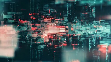 Glitch effect digital data code stream background