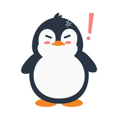 An angry penguin cartoon. Cute animal cartoon. Can be used for sticker and wallpaper