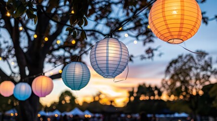 Enchanting halloween night market  glowing lanterns, food stalls, and vibrant festive atmosphere