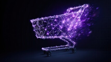 Digital shopping cart representing online commerce, retail technology, networks payment and electronic