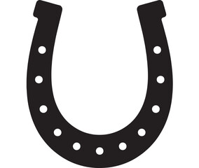 Black horseshoe icon with seven holes a simple silhouette on transparent background