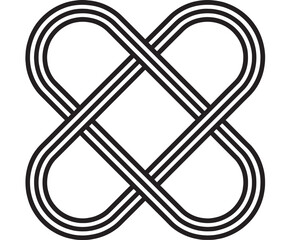 Obraz premium Interlocking lines forming a complex knot design on transparent background silhouette