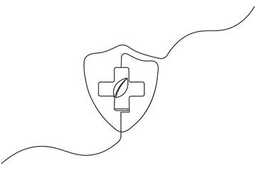 Medical chat bubble square continuous line art isolated minimalist vector
