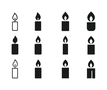 Candle Icon Variations. Candle Light. Icon set. Set Logo of cand