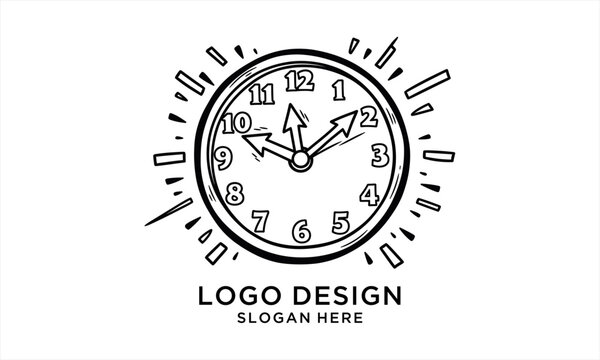 Hand Drawn Clock Face with Time Ticking Away.