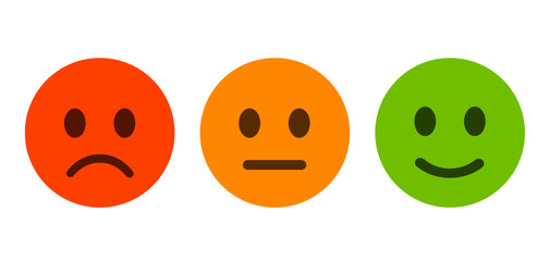 Emoji social reactions icon set vector with mood, satisfaction, and rating buttons for user feedback, app UI, surveys, and digital interaction design projects.