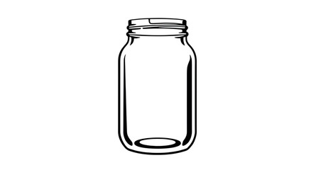 jar, jars, empty, vector, illustration, container, glass, bottle, storage, kitchen, pantry, food, preserve, mason, canning, outline, lineart, silhouette, flat, minimal, clean, simple, transparent, bla