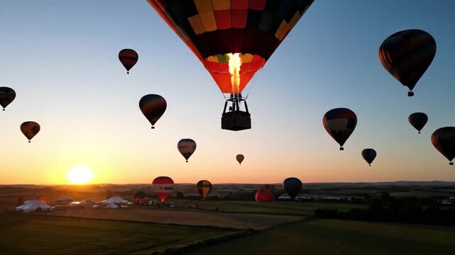 Hot Air Balloon Festival Colorful Sky Morning Background