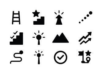 Achievement Icons Grid. Achievement Path. Solid icon set of Achi