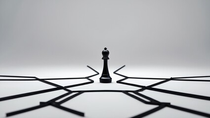 Chess King Midst of Diverging Paths Strategic Decision Making Concept.